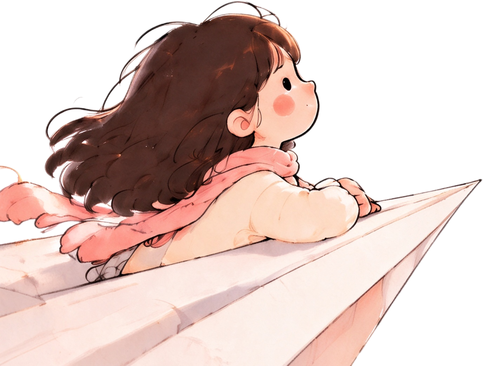 乘纸飞机的小女孩